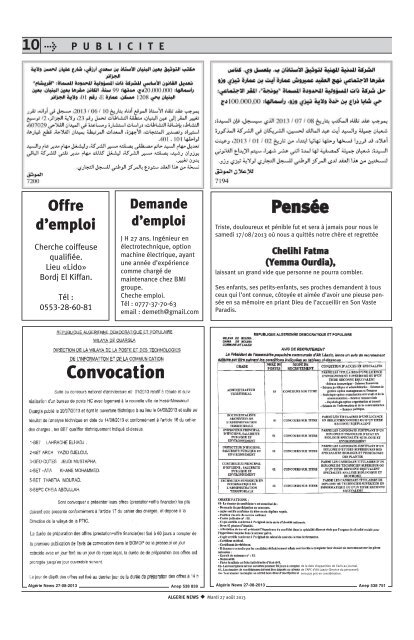 Fr-27-08-2013 - Algérie news quotidien national d'information