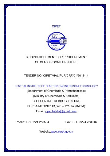 global tender enquiry document - Central Institute of Plastics ...