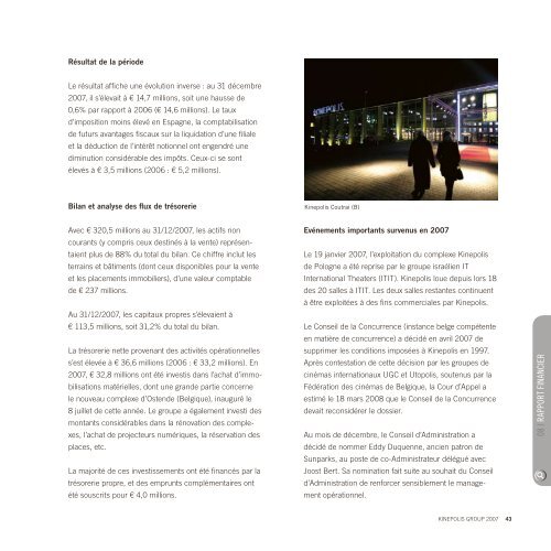 Rapport Annuel - Kinepolis Group