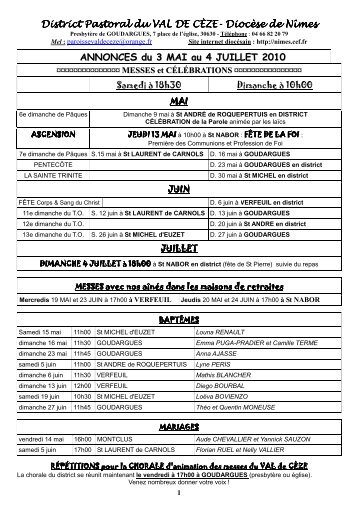 annonces du 3 mai au 4 juillet 2010