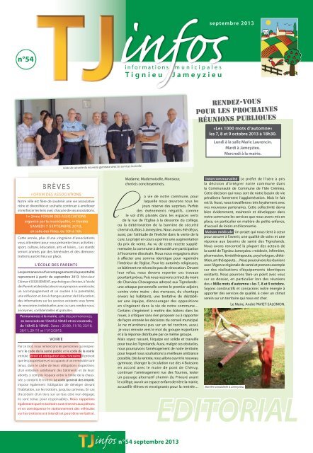 TJinfos nÂ°54 du mois de septembre 2013 - site mairie Tignieu ...