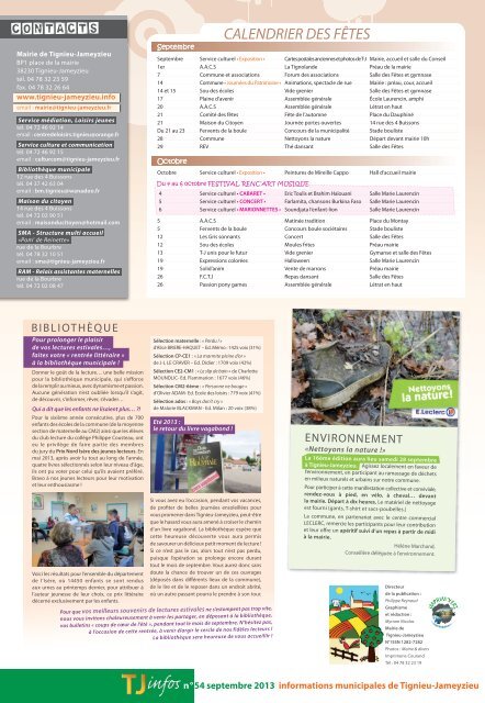 TJinfos nÂ°54 du mois de septembre 2013 - site mairie Tignieu ...