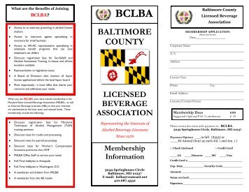 BCLBA Membership Brochure - Maryland State Licensed Beverage ...