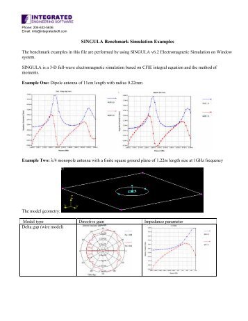 Collection of Singula Simulation Examples I (PDF)