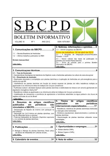 boletim informativo - Sociedade Brasileira da CiÃªncia das Plantas ...