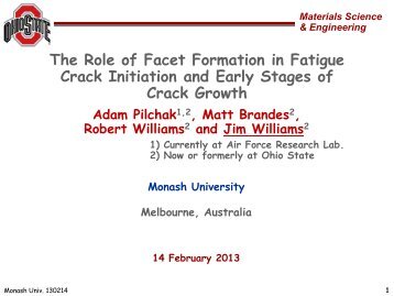 The Role of Facet Formation in Fatigue Crack Initiation and Early ...