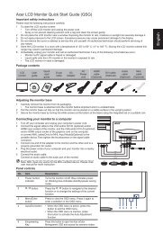 English Acer LCD Monitor Quick Start Guide (QSG)
