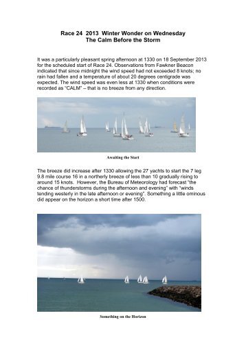 Race 24: 2013 Winter Wonder on Wednesday - Sandringham Yacht ...