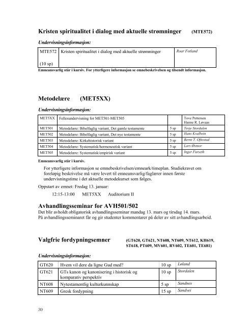 Avhandlingsseminar vÃ¥r 2006 - Det teologiske Menighetsfakultetet