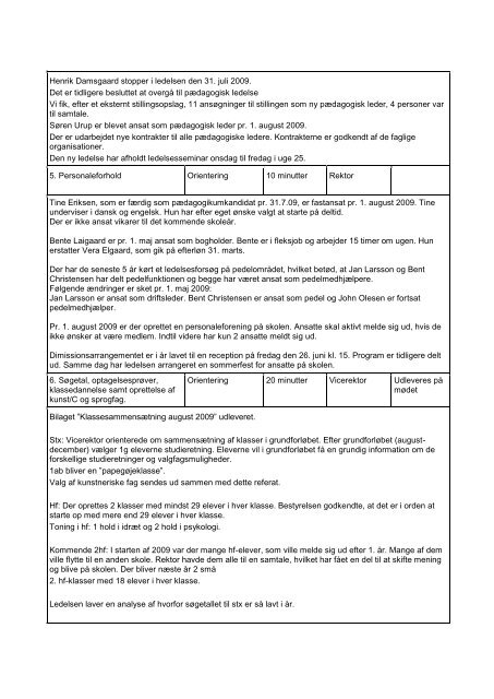 Referat 220609 - Mariagerfjord Gymnasium