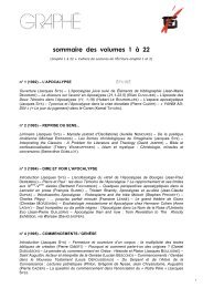 Liste de tous les sommaires (nÂ° 1 Ã  22) - UniversitÃ© d'Artois