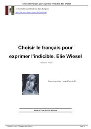 Choisir le franÃ§ais pour exprimer l'indicible. Elie Wiesel