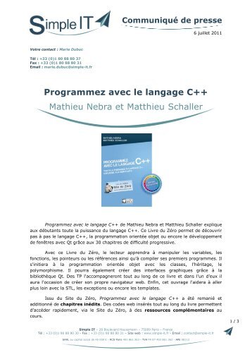 Programmez avec le langage C++ Mathieu Nebra et Matthieu Schaller