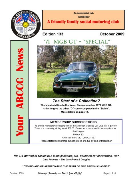 October All British Classics Car Club