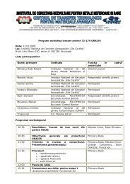 Lista participantilor si programul workshop-ului - IMNR