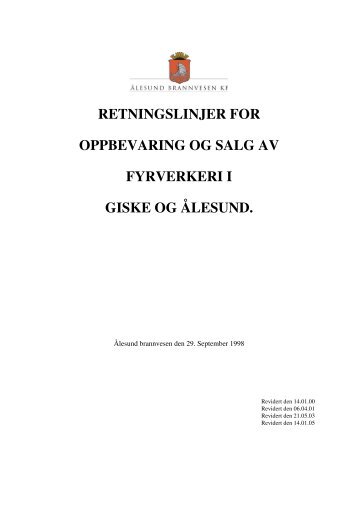 Retningslinjer for oppbevaring og salg av fyrverkeri - Ålesund ...