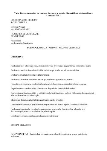 ( contract 209 ) COORDONATOR PROIECT S. - IMNR