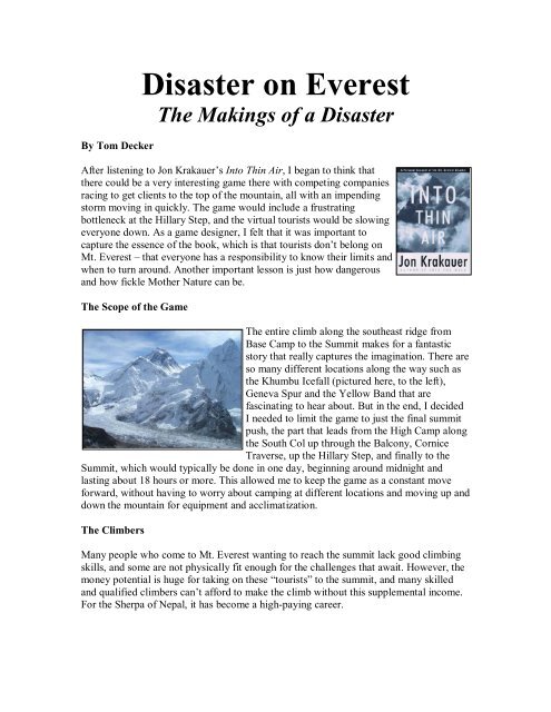 Making of Disaster on Everest - Victory Point Games