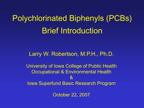 Polychlorinated Biphenyls (PCBs) Brief Introduction - The ...