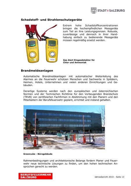 Jahresbericht 2010 - eBook - Berufsfeuerwehr Salzburg