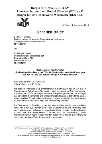 OFFENER BRIEF - BBU eV