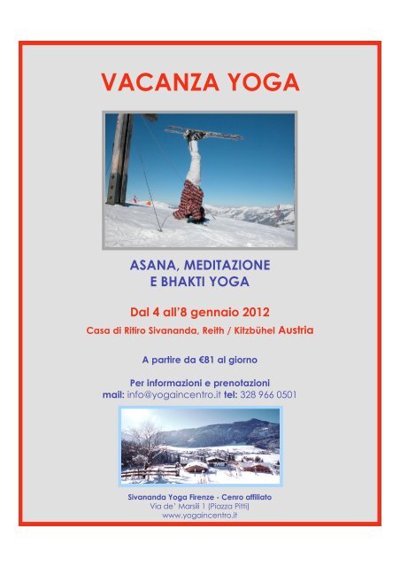 VACANZA YOGA - Sivananda Yoga Firenze