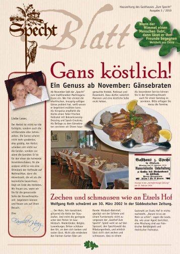 Zechen und schmausen wie an Etzels Hof - Gasthaus "Zum Specht"