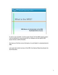 What is the NRS? - National Reporting System