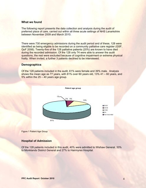 Preferred Place of Care Palliative Care Audit ... - NHS Lanarkshire