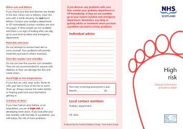 High Risk leaflet - Diabetes in Scotland