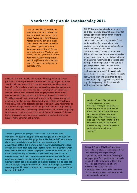 Leerarrangement En Opdrachten Van De Loopbaandag