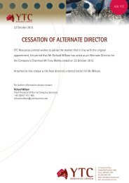 Cessation of Alternate Director R Willson - YTC Resources