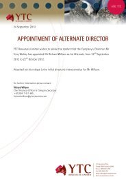 APPOINTMENT OF ALTERNATE DIRECTOR - YTC Resources