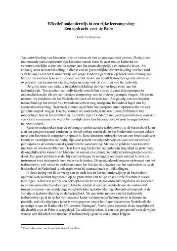 Effectief taalonderwijs in een rijke leeromgeving: Een opdracht voor ...