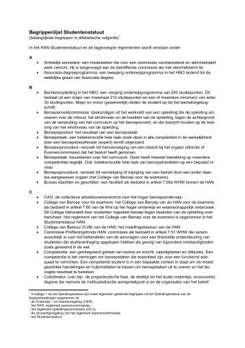 Begrippenlijst Studentenstatuut - Hogeschool van Arnhem en ...