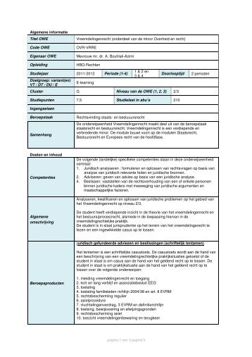 Minor Overheid en Recht; Vreemdelingenrecht - OVR-VRRE