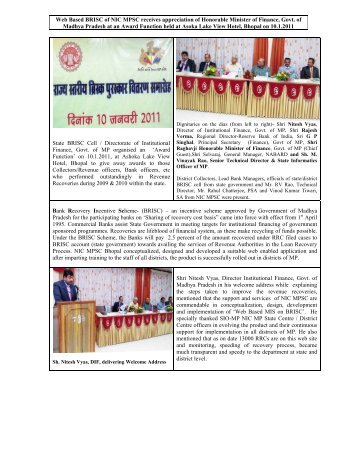Web Based BRISC of NIC MPSC receives ... - Madhya Pradesh
