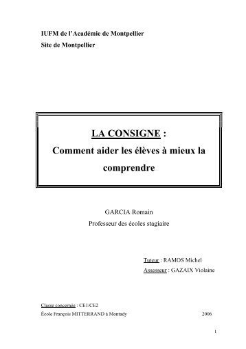 LA CONSIGNE : Comment aider les élèves à mieux la comprendre