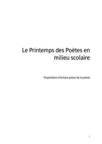 Un dossier du Printemps des poètes sur la poésie à l'école