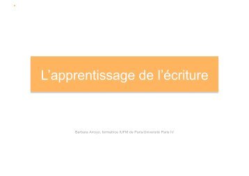 L'apprentissage de l'écriture - Inspection de la Goutte d'Or (18B)