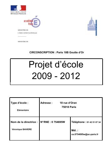 10 02 23 Projet d'Ecole Oran 2009-2012 OK - Inspection de la ...