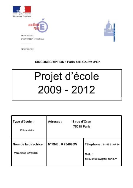 10 02 23 Projet D Ecole Oran 2009 2012 Ok Inspection De La