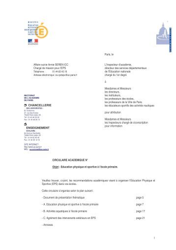 CIRC EPS - Inspection de la Goutte d'Or (18B) - Académie de Paris