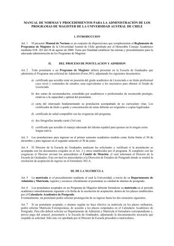 Manual procedimientos administraciÃ³n de Magister - Facultad de ...