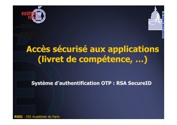 Accès sécurisé aux applications - Académie de Paris