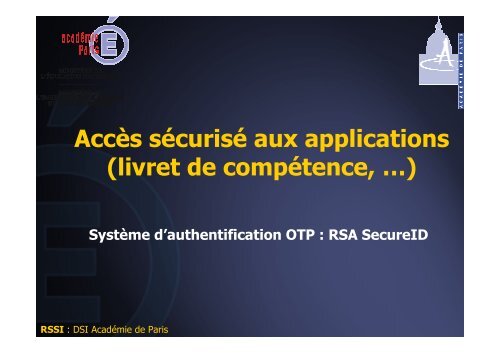 Accès sécurisé aux applications - Académie de Paris