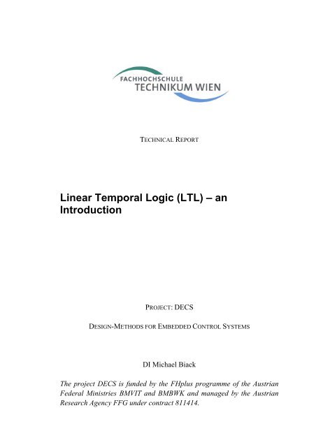 Linear Temporal Logic (LTL) â an Introduction - Department of ...