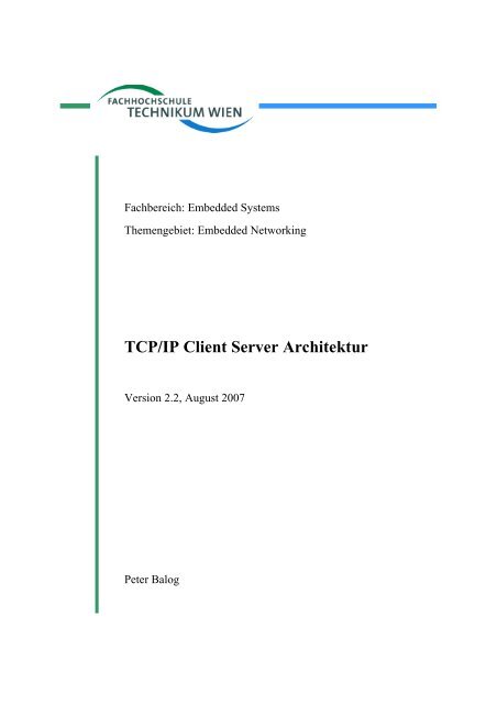 TCP/IP Client Server Architektur - Department of Embedded Systems