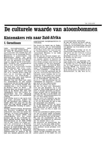 Artikel Vrij Nederland over Kistemaker's reis naar Zuid-Afrika [pdf]