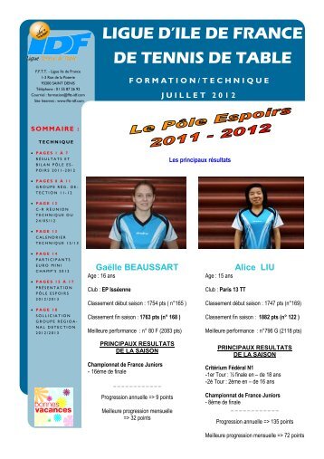 I le d e F ra n c e 2 0 1 1 - 2 0 1 2 - Ligue d'Ile de France de Tennis ...